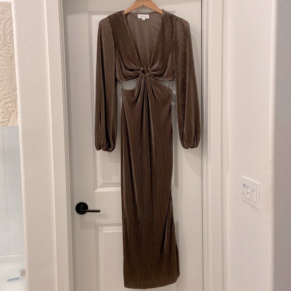 Diane Pleated Cutout Side Slit Maxi Dress